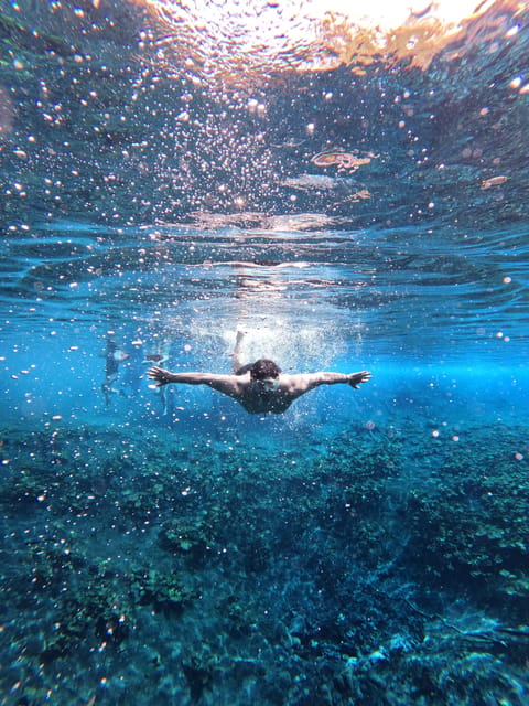 From Flores: Blue Crater All Inclusive - Arroyo Pucte and the switch to a speedboat